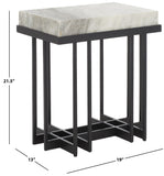 Safavieh Gustaf Rectangle Accent Table XII23 Sand Brown Marble / Black Metal ACC9804A