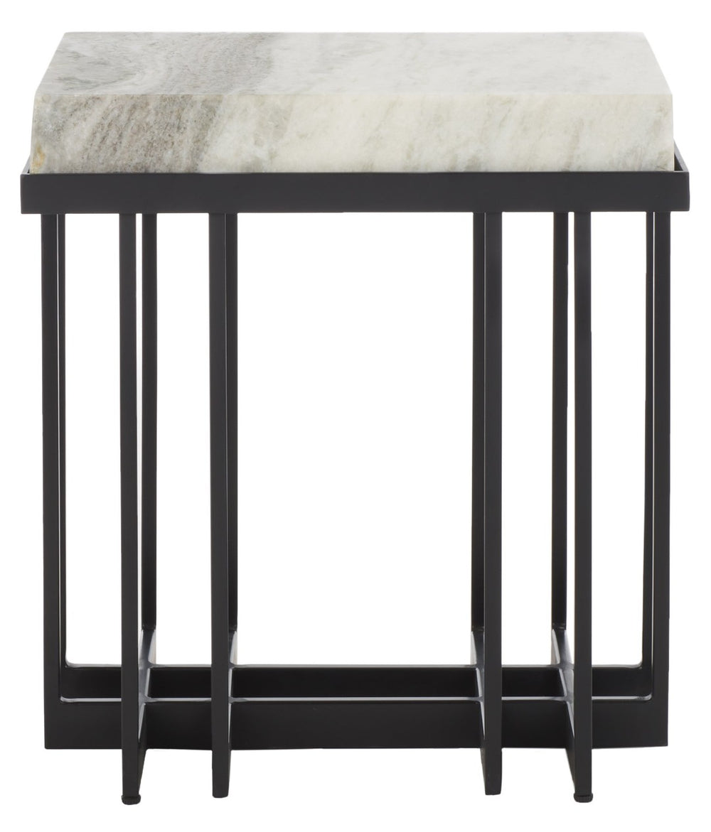 Safavieh Gustaf Modern Architectural Accent Table - Sand Brown Marble & Black Metal For Chic Spaces ACC9804A