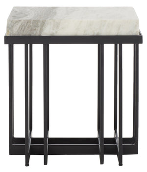 Safavieh Gustaf Modern Architectural Accent Table - Sand Brown Marble & Black Metal For Chic Spaces ACC9804A