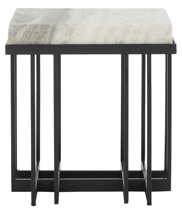 Safavieh Gustaf Modern Architectural Accent Table - Sand Brown Marble & Black Metal For Chic Spaces ACC9804A