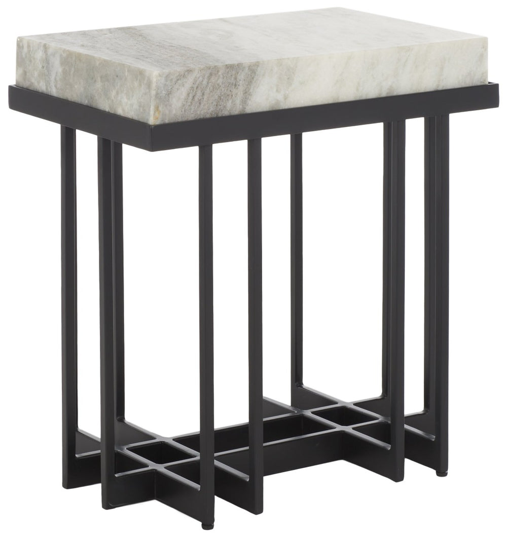 Safavieh Gustaf Modern Architectural Accent Table - Sand Brown Marble & Black Metal For Chic Spaces ACC9804A