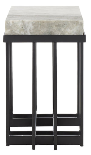 Safavieh Gustaf Modern Architectural Accent Table - Sand Brown Marble & Black Metal For Chic Spaces ACC9804A