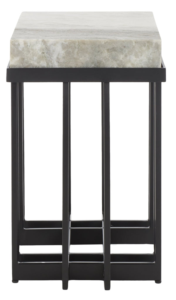 Safavieh Gustaf Modern Architectural Accent Table - Sand Brown Marble & Black Metal For Chic Spaces ACC9804A