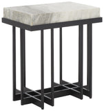 Safavieh Gustaf Rectangle Accent Table XII23 Sand Brown Marble / Black Metal ACC9804A