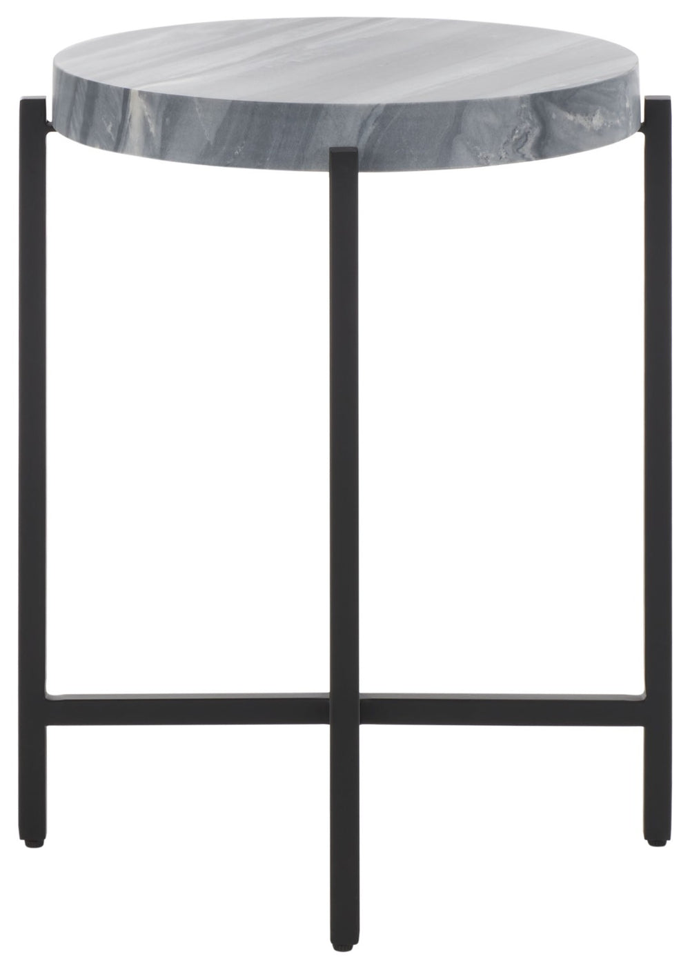 Safavieh Gustavia Round Accent Table - Modern Grey Marble Top With Sleek Black Metal Base For Stylish Decor ACC9805A