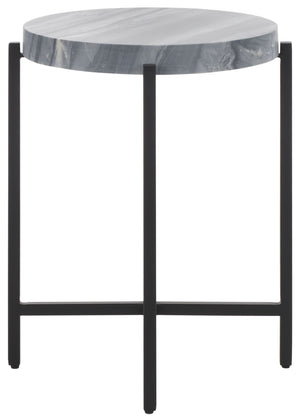 Safavieh Gustavia Round Accent Table  XII23 Grey Marble / Black  Metal ACC9805A