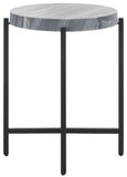 Safavieh Gustavia Round Accent Table  XII23 Grey Marble / Black  Metal ACC9805A