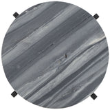 Safavieh Gustavia Round Accent Table  XII23 Grey Marble / Black  Metal ACC9805A