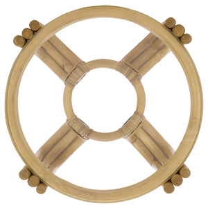 Bilian Round Accent Table With Tempered Glass Top — Rattan Craftsmanship, Compact Side Table For Versatile Styling