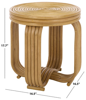 Asleesh Round Accent Table — Semisanded Rattan Side Table For Cozy Corners, Bedside & Plants 94