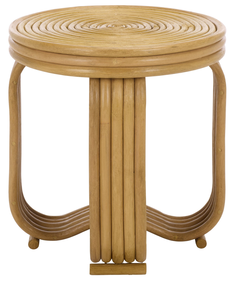 Asleesh Round Accent Table — Semisanded Rattan Side Table For Cozy Corners, Bedside & Plants 94