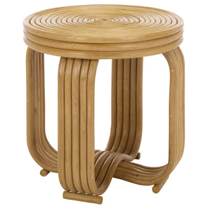 Asleesh Round Accent Table — Semisanded Rattan Side Table For Cozy Corners, Bedside & Plants 94
