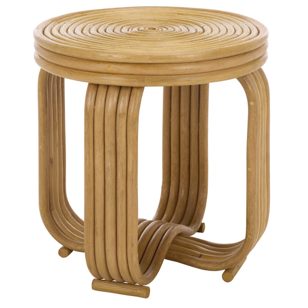 Asleesh Round Accent Table — Semisanded Rattan Side Table For Cozy Corners, Bedside & Plants 94