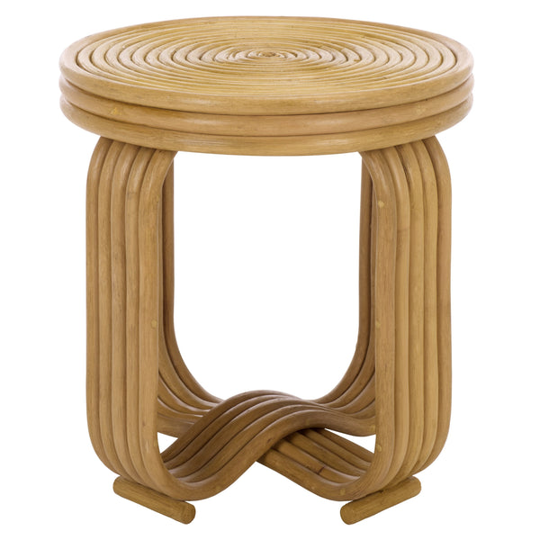 Asleesh Round Accent Table — Semisanded Rattan Side Table For Cozy Corners, Bedside & Plants 94