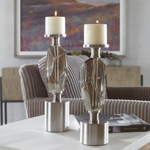 Uttermost Ore Candleholders, Set/2 17994 Iron, Glass