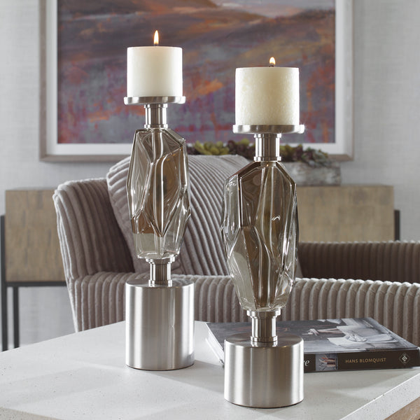 Uttermost Ore Candleholders, Set/2 17994 Iron, Glass