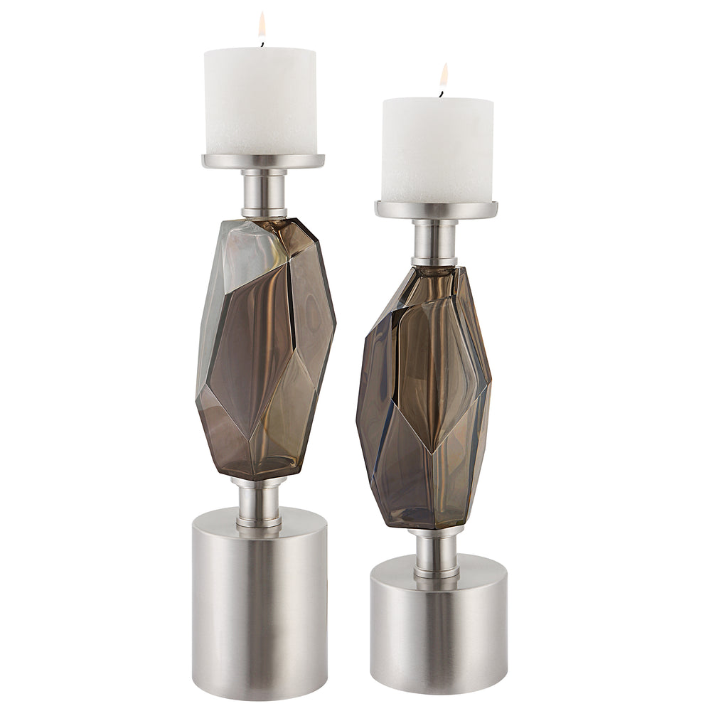 Uttermost Ore Candleholders, Set/2 17994 Iron, Glass