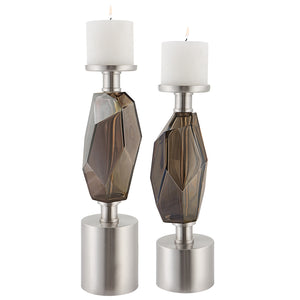 Uttermost Ore Candleholders, Set/2 17994 Iron, Glass