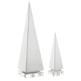 Uttermost Great Pyramids Sculpture In White, S/2 18006 CEEAMIC, STEEL, CRYSTAL