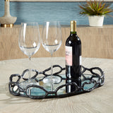 Uttermost Cable Black Chain Tray 18000 CAST IRON AND CLEAR MIRROR