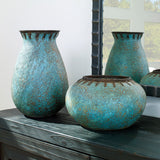 Uttermost Bisbee Turquoise Vases, S/2 17111 TERRACOTTA AND RATTAN