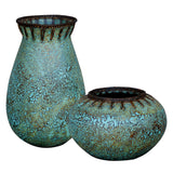 Uttermost Bisbee Turquoise Vases, S/2 17111 TERRACOTTA AND RATTAN