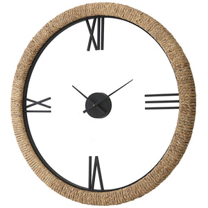 Uttermost Montecito Coastal Modern Wall Clock 06464 MDF, IRON, STRAW
