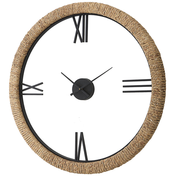 Uttermost Montecito Coastal Modern Wall Clock 06464 MDF, IRON, STRAW