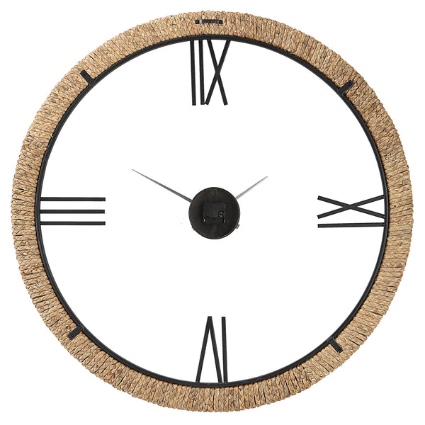 Uttermost Montecito Coastal Modern Wall Clock 06464 MDF, IRON, STRAW