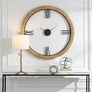 Uttermost Montecito Coastal Modern Wall Clock 06464 MDF, IRON, STRAW