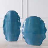 Uttermost Ruffled Feathers Blue Vases, S/2 18051 Earthenware, Glaze