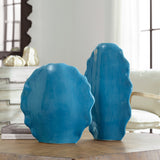 Uttermost Ruffled Feathers Blue Vases, S/2 18051 Earthenware, Glaze