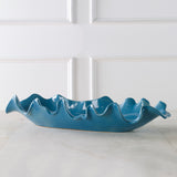 Uttermost Ruffled Feathers Blue Bowl 18052 Earthenware, Glaze