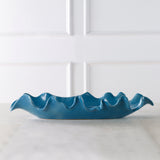 Uttermost Ruffled Feathers Blue Bowl 18052 Earthenware, Glaze