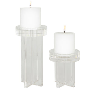 Uttermost Crystal Pillar Candleholders, Set/2 18054 Crystal