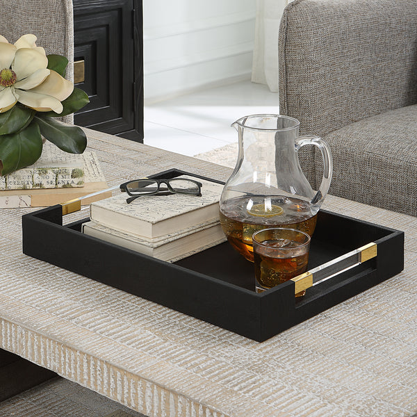 Uttermost Wessex Black Shagreen Tray 18059 MDF,SHARGREEN PU AND HARDWARE