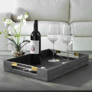 Uttermost Wessex Black Shagreen Tray 18059 MDF,SHARGREEN PU AND HARDWARE