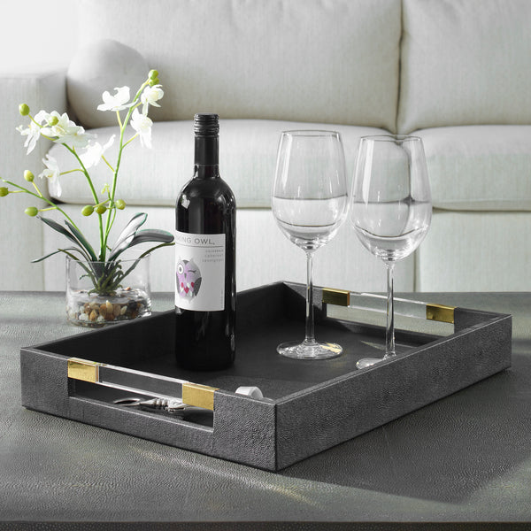 Uttermost Wessex Black Shagreen Tray 18059 MDF,SHARGREEN PU AND HARDWARE