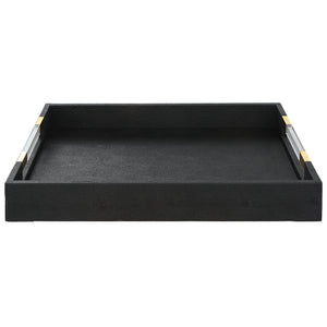 Uttermost Wessex Black Shagreen Tray 18059 MDF,SHARGREEN PU AND HARDWARE