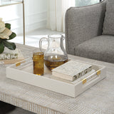 Uttermost Wessex White Shagreen Tray 18060 METAL,SHARGREEN PU,HARDWARE