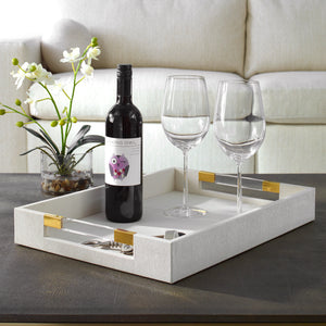 Uttermost Wessex White Shagreen Tray 18060 METAL,SHARGREEN PU,HARDWARE