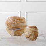 Uttermost Fusion Swirled Caramel & Ivory Vases, Set/2 18070 GLASS