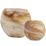 Fusion Swirled Caramel & Ivory Vases, Set/2