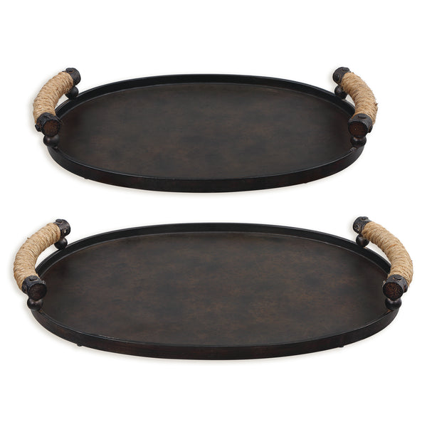 Uttermost Viggo Bronze Trays, Set/2 18073 IRON, ROPE