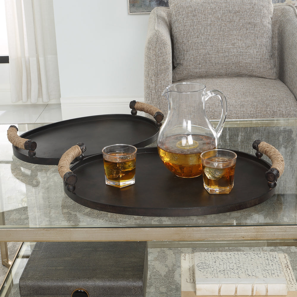Uttermost Viggo Bronze Trays, Set/2 18073 IRON, ROPE