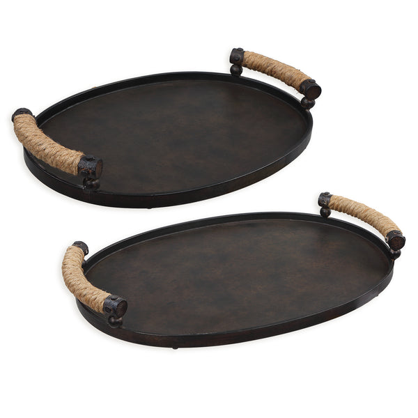 Uttermost Viggo Bronze Trays, Set/2 18073 IRON, ROPE