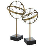 Realm Spherical Brass Sculptures, Set Of 2