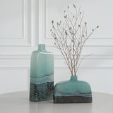 Uttermost Fuze Aqua & Bronze Vases, Set Of 2 18096 GLASS