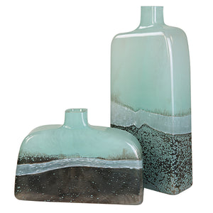 Uttermost Fuze Aqua & Bronze Vases, Set Of 2 18096 GLASS