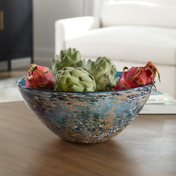 Uttermost Genovesa Aqua Glass Bowl 18099 Glass